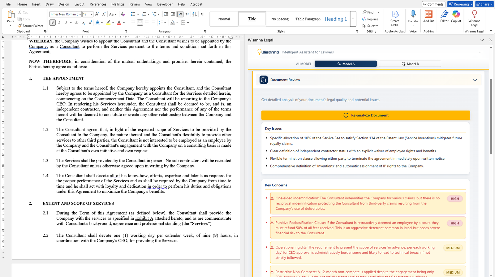 Wisanna Legal Word Add-in