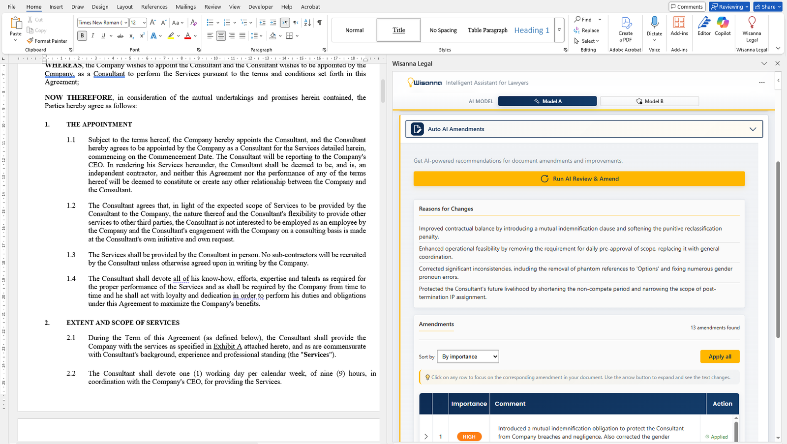 Wisanna Legal Word Add-in