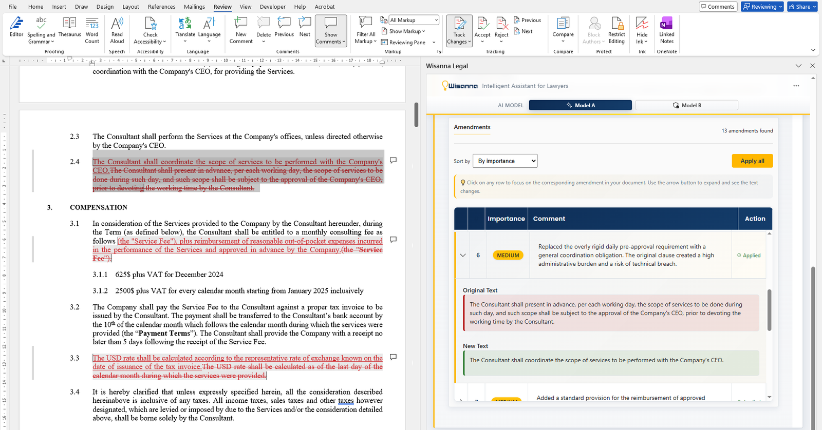 Wisanna Legal Word Add-in